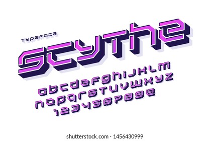 Vector stencil futuristic sci-fi alphabet, creative characters set.