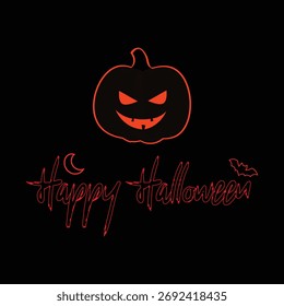 Estêncil de vetor Feliz Halloween título com lanterna de abóbora isolado no fundo preto