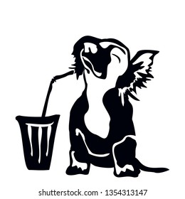 vector stencil image of funny little dog on isolated background.