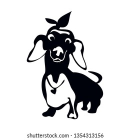 vector stencil image of funny little dog on isolated background.
