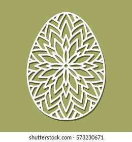 Vector Stencil lacy Easter egg with carved openwork pattern. 
Template for interior design invitations and 
cards, envelopes, decorative objects.
Image suitable for laser, plotter cutting or printing.