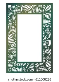 Vector Stencil lacy frame with carved openwork wave pattern. Template for interior design, decorative art objects etc. Image suitable for laser cutting, plotter cutting or printing.