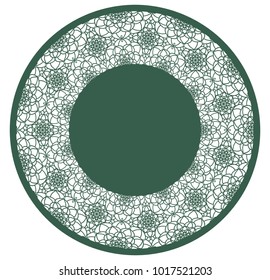 Vector Stencil lacy round frame with carved openwork pattern. Template for interior design, layouts wedding invitations, gritting cards, envelopes, decorative art objects etc. 