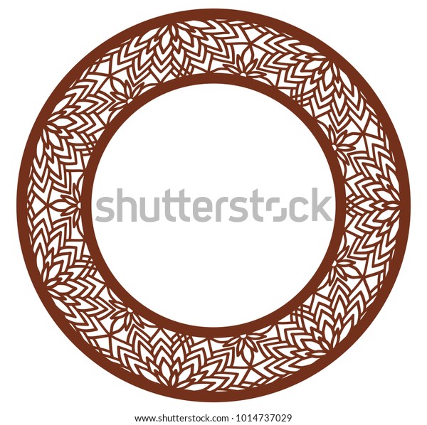 Vector Stencil\
lacy round frame with carved openwork pattern. Template for\
interior design, layouts wedding invitations, gritting cards,\
envelopes, decorative art objects etc.\
