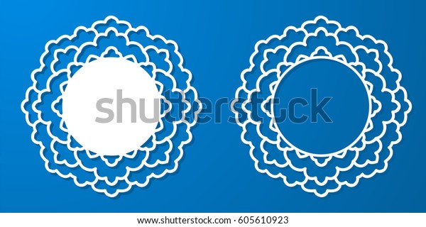 Vector Stencil lacy round frame with carved\
openwork pattern. Template for interior design, decorative art\
objects etc. Image suitable for laser cutting, plotter cutting or\
printing. Stock vector