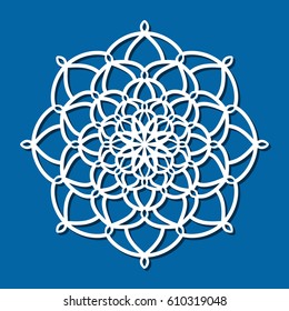 Vector Stencil lacy round ornament Mandala with carved openwork pattern. Template for interior design, decorative art objects etc. Image suitable for laser or plotter cutting or printing. Stock vector