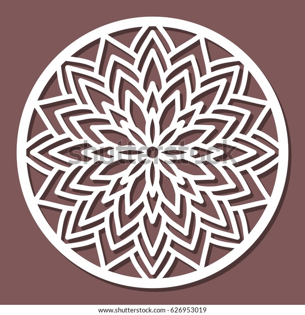 Vector Stencil lacy round ornament Mandala\
with carved openwork pattern. Image suitable for laser cutting,\
plotter cutting or printing. Stock\
vector
