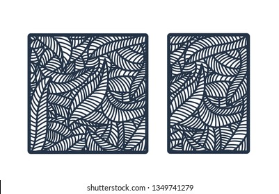 Vector stencil for laser cut. Beautiful tropical leaves pattern.