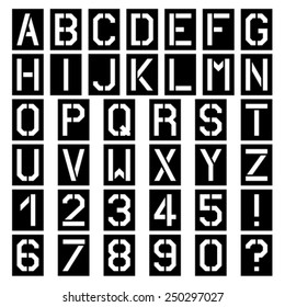 vector stencil square font alphabet number