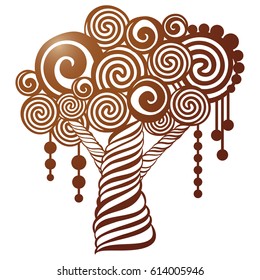 Vector Stencil tree with carved openwork pattern. Image suitable for laser cutting, scroll saw, plotter cutting or printing. Stock vector