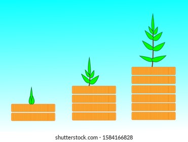 vector step up coin with small tree business concept background vector eps 10