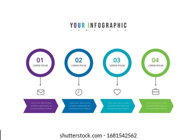 Vector step Infographic chart design with icons and 4 options or steps. Template for business, presentations, web sites, flow chart.