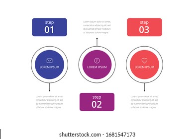 Vector step Infographic chart design with icons and 3 options or steps. Template for business, presentations, web sites, flow chart.