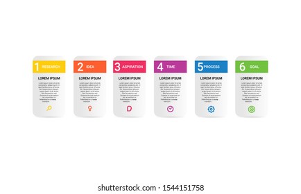 vector step Infographic stack chart design with icons and 6 options or steps. for business concept. Can be used for presentations banner, workflow layout, process diagram, flow chart