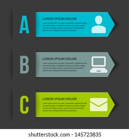 Vector step options banners and letters A, B, C, design template for web site. Vector illustration. Vector step options banners and letters A, B, C, design template for web site. Vector illustration.