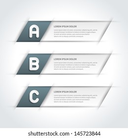Vector step options banners and letters A, B, C, design template for web site. Vector illustration. 
