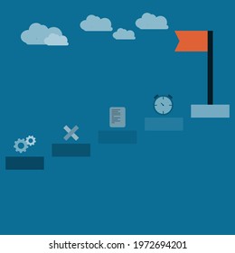 vector step to success, progress to achievement, infographic of successful