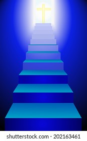 Vector steps leading to a yellow cross
