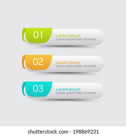 Vector steps, progress 3d banners with colorful tags.