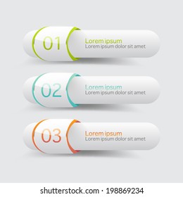 Vector steps, progress 3d banners with colorful tags.