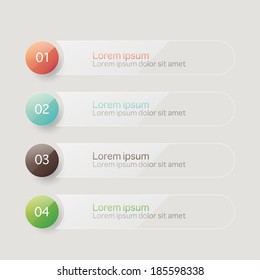 Vector steps, progress banners with colorful tags.