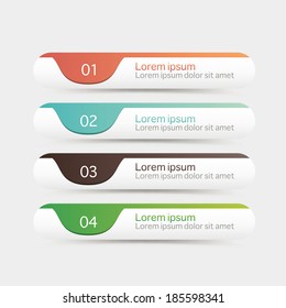 Vector steps, progress banners with colorful tags.