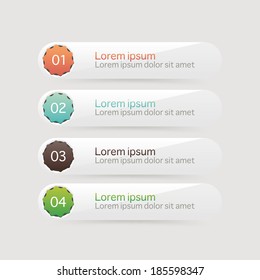 Vector steps, progress banners with colorful tags.