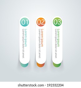 Vector steps, progress banners with colorful tags.