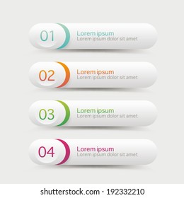 Vector steps, progress banners with colorful tags.