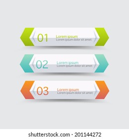 Vector steps, progress banners with colorful tags.