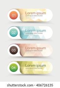 Vector steps, progress banners with colorful tags.