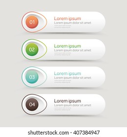 Vector steps, progress banners with colorful tags.