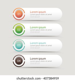 Vector steps, progress banners with colorful tags.