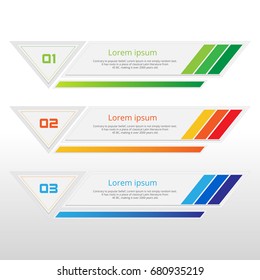 Vector steps, progress banners with colorful tags.