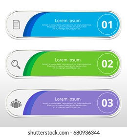 Vector steps, progress banners with colorful tags.