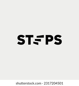 Vector steps text logo design