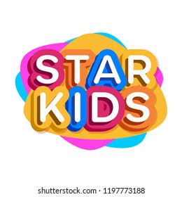 Vector ster kids logo cartoon colorful style for children school, kids play, game zone, shop, baby club, clothes, play room, toys shop, cafe, banner, education club, kid store, firm. 10 eps