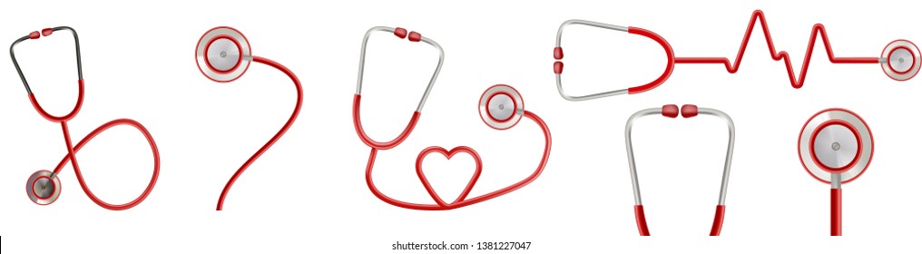 Vector stethoscope icons design on whitee background, eps 10