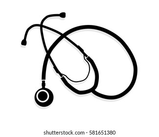 vector stethoscope isolated on white background with reflection