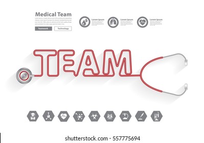 Vector stethoscope medical team ideas concept design