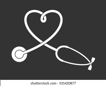 Vector Stethoscope Pictogram | Heart Shape Medical Illustration