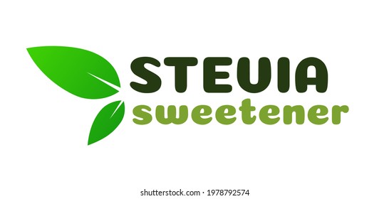 Vector stevia leaves symbol isolated on white background. Natural organic stevia sweetener substitute. Eco icon for label, poster, badge, packaging design. Vector 10 eps