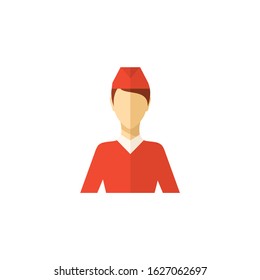 Vector - Stewardess in red uniform. Flying attendants, air hostess.
