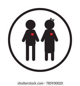 Vector stick figure couple in love