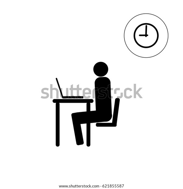 Vector Stick Figure Icon Man Sitting Stock Vector (Royalty Free ...