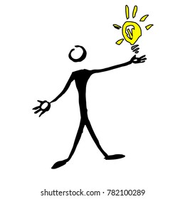 Vector stick figure: man with great idea. 