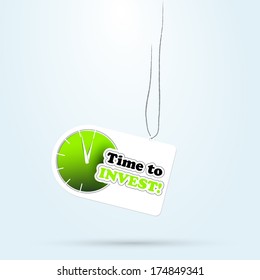Vector stick label with clock time to. icon