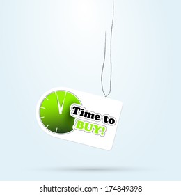 Vector stick label with clock time to. icon