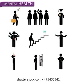 vector stick man set. Rules for mental health