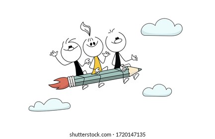 Vektorknöpfe mit fliegenden Raketenstiften.